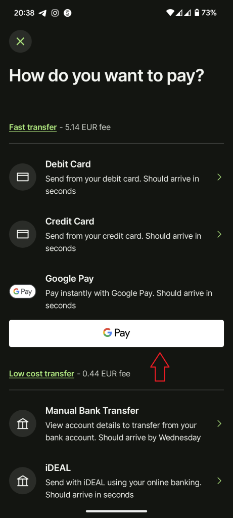 Поповнити Interactive Brokers через Google Pay